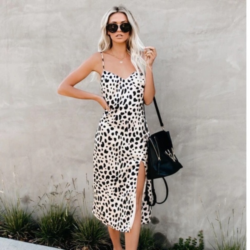 Vici Fast Feline Leopard Midi Slip Dress
